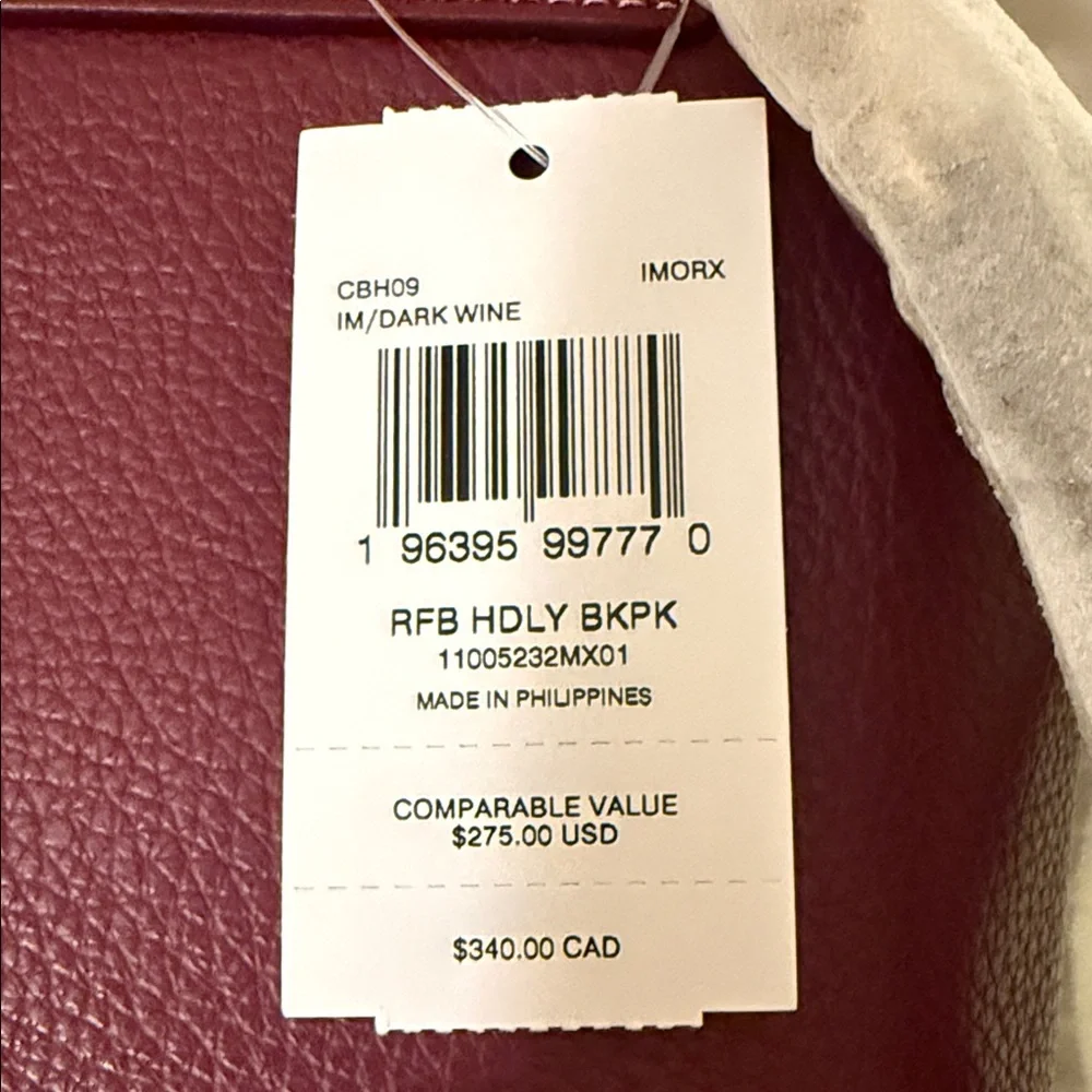♥️Coach NWT‎ Dark Wine Hadley Backpack with Turn Lock Closure & Gold Hardware
